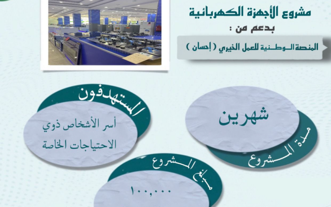 سلّمت جمعية رعاية المعاقين بمحافظة ⁧‫#طريف‬⁩ مستفيديها من الأشخاص ⁧‫#ذوي_الإعاقة‬⁩ الأجهزة الكهربائية بدعم من منصة ⁧‫#احسان‬⁩ .